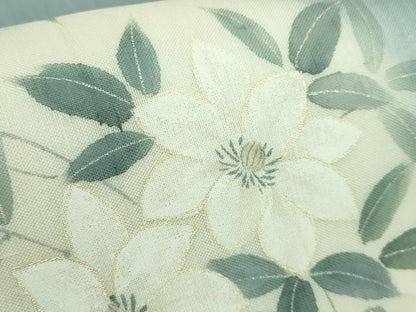 平和屋着物＊極上 夏物 絹芭蕉 九寸名古屋帯 手描き 枝花文 逸品 DZAB0470kh5