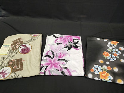 平和屋本店■浴衣 まとめて 3点 花柄 百合 しじら織 など 着用可能多数 未使用品あり ppp2751 km