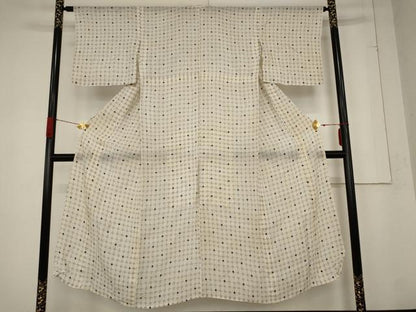 平和屋着物＊夏物 紗紬 格子 正絹 逸品 AABB5949st