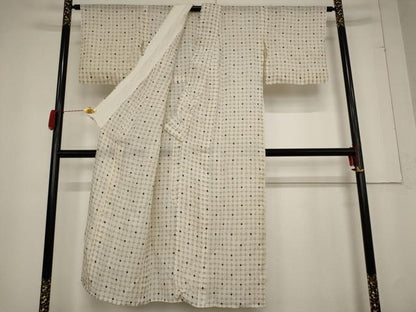 平和屋着物＊夏物 紗紬 格子 正絹 逸品 AABB5949st
