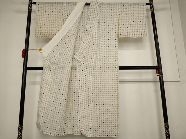 平和屋着物＊夏物 紗紬 格子 正絹 逸品 AABB5949st