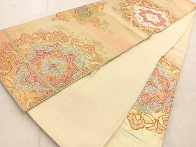 平和屋着物◎六通柄袋帯　正倉院花文　金銀糸　正絹　逸品　BAAU9689yc