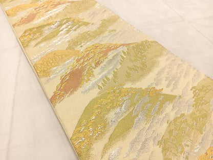平和屋着物◎六通柄袋帯　遠山樹林文　金銀糸　正絹　逸品　BAAU9683yc