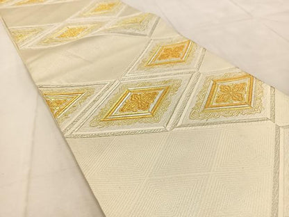 平和屋着物◎六通柄袋帯　唐織　花菱文　金銀糸　正絹　逸品　BAAU9680yc