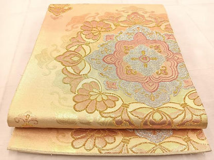 平和屋着物◎六通柄袋帯　正倉院花文　金銀糸　正絹　逸品　BAAU9689yc