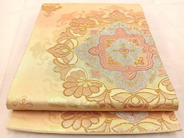 平和屋着物◎六通柄袋帯　正倉院花文　金銀糸　正絹　逸品　BAAU9689yc