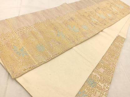 平和屋着物◎六通柄袋帯　更紗　金銀糸　引箔　三越扱い　正絹　逸品　BAAU9700yc