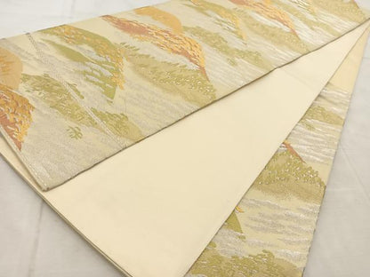 平和屋着物◎六通柄袋帯　遠山樹林文　金銀糸　正絹　逸品　BAAU9683yc
