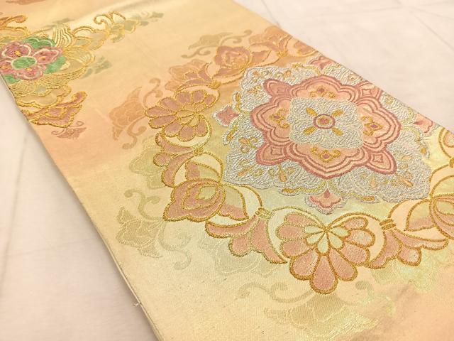 平和屋着物◎六通柄袋帯　正倉院花文　金銀糸　正絹　逸品　BAAU9689yc
