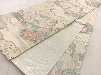 平和屋着物◎佐賀錦 六通柄袋帯 雲取鳳凰花文 金銀糸 正絹 逸品 未使用 BAAU9741yc