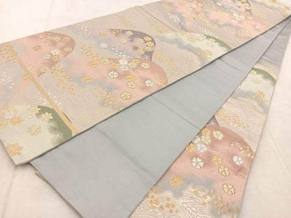 平和屋着物◎六通柄袋帯　歌仙　金銀糸　正絹　逸品　BAAU9731yc