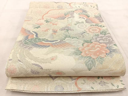 平和屋着物◎佐賀錦 六通柄袋帯 雲取鳳凰花文 金銀糸 正絹 逸品 未使用 BAAU9741yc
