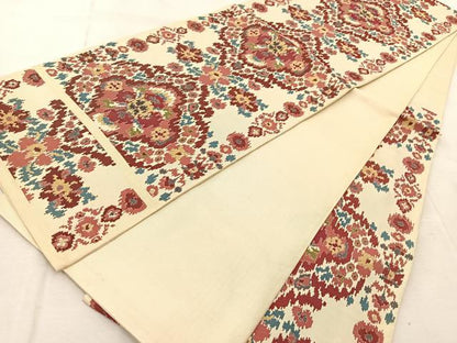 平和屋着物◎六通柄袋帯　正倉院花文　正絹　逸品　BAAU9723yc