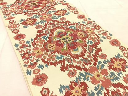 平和屋着物◎六通柄袋帯　正倉院花文　正絹　逸品　BAAU9723yc