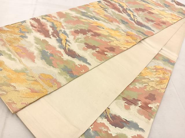 平和屋着物◎六通柄袋帯　抽象文　金銀糸　正絹　逸品　BAAU9735yc