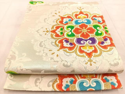平和屋着物◎六通柄袋帯　唐織　正倉院花文　金銀糸　正絹　逸品　BAAU9744yc