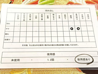 平和屋着物◎六通柄袋帯　唐織　鳳凰檜扇花文　金銀糸　正絹　逸品　BAAU9928yc