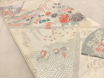 平和屋着物◎六通柄袋帯　唐織　吉祥花鳥文　金銀糸　正絹　逸品　BAAU9953yc