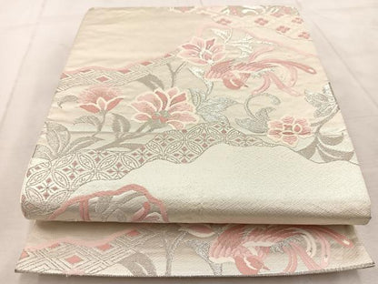 平和屋着物◎六通柄袋帯　唐織　鳳凰更紗　銀糸　正絹　逸品　BAAU9962yc