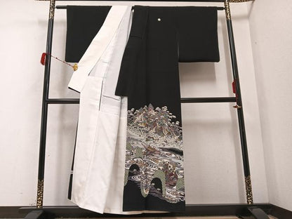 平和屋着物●本加賀友禅作家 村田幸司 黒留袖 飛鶴風景浜松文 正絹 逸品 AABB8162ph
