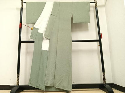 平和屋着物●小林文次郎　小紋　霞文　鬼しぼ縮緬　正絹　逸品　AABB7278ph