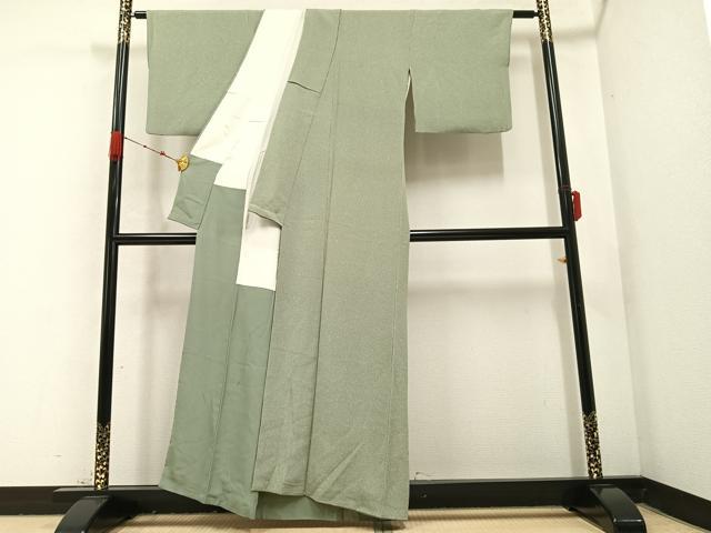 平和屋着物●小林文次郎　小紋　霞文　鬼しぼ縮緬　正絹　逸品　AABB7278ph