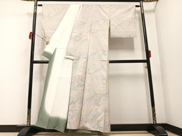 平和屋着物●本場大島紬　白大島　カタス9マルキ　草花文　正絹　逸品　AABB8169ph