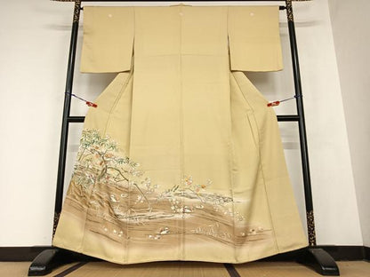 平和屋着物●創業460年・千總　色留袖　友禅　駒刺繍　鴛鴦枝笹梅文　暈し染め　金彩　小田急百貨店扱い　正絹　逸品　AABB6353zg
