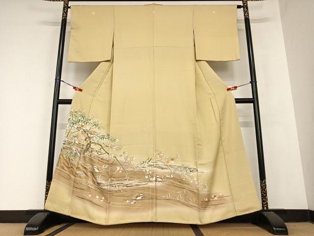 平和屋着物●創業460年・千總　色留袖　友禅　駒刺繍　鴛鴦枝笹梅文　暈し染め　金彩　小田急百貨店扱い　正絹　逸品　AABB6353zg