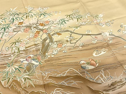 平和屋着物●創業460年・千總　色留袖　友禅　駒刺繍　鴛鴦枝笹梅文　暈し染め　金彩　小田急百貨店扱い　正絹　逸品　AABB6353zg