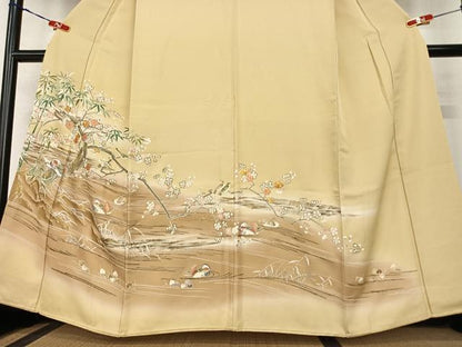 平和屋着物●創業460年・千總　色留袖　友禅　駒刺繍　鴛鴦枝笹梅文　暈し染め　金彩　小田急百貨店扱い　正絹　逸品　AABB6353zg