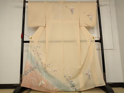平和屋着物＊夏物 訪問着 絽 花鳥文 暈し染め 正絹 逸品 AABB8606st