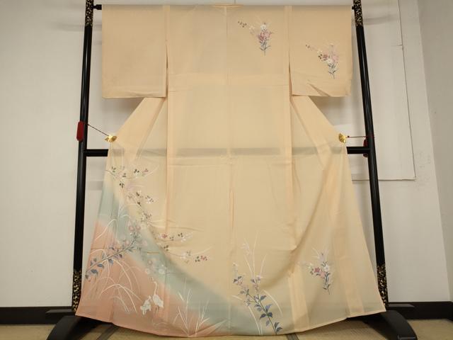 平和屋着物＊夏物 訪問着 絽 花鳥文 暈し染め 正絹 逸品 AABB8606st
