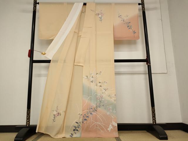 平和屋着物＊夏物 訪問着 絽 花鳥文 暈し染め 正絹 逸品 AABB8606st