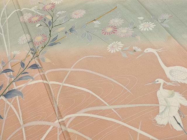 平和屋着物＊夏物 訪問着 絽 花鳥文 暈し染め 正絹 逸品 AABB8606st