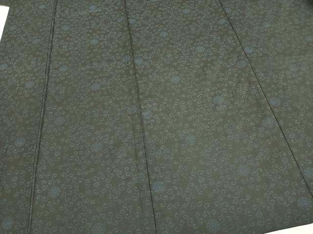 平和屋着物▽本場大島紬 単衣 花唐草文 黒地 正絹 逸品 AABB2281fy