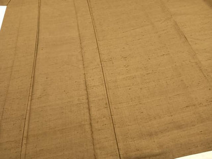 平和屋着物▽上質な紬 単衣 色無地 路考茶色 正絹 逸品 AABB2288fy