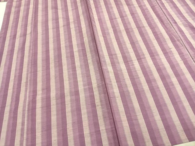 平和屋着物▽上質な紬 単衣 縞 正絹 逸品 AABB2326fy