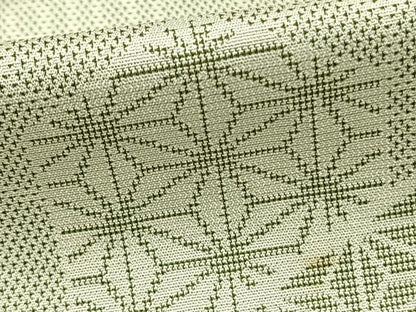 平和屋着物▽お召 単衣 亀甲麻の葉文様 正絹 逸品 AABB2331fy