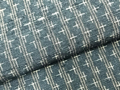 平和屋着物▽上質な紬　単衣　十字絣　縞　正絹　逸品　AABB2320fy
