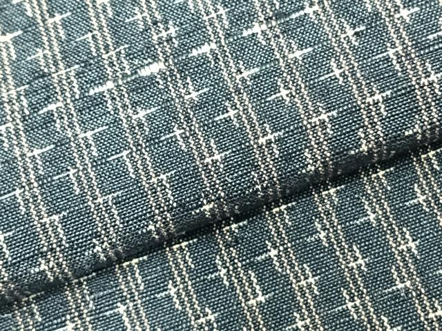 平和屋着物▽上質な紬　単衣　十字絣　縞　正絹　逸品　AABB2320fy