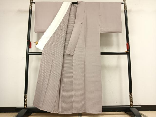 平和屋着物▽上質な小紋　単衣　お召地　菱文　正絹　逸品　AABB2336fy
