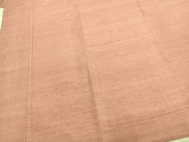 平和屋着物▽上質な紬 単衣 色無地 珊瑚色 正絹 逸品 AABB2350fy
