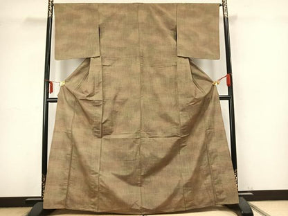 平和屋着物▽上質な紬 単衣 縞 正絹 逸品 未使用 AABB2340fy