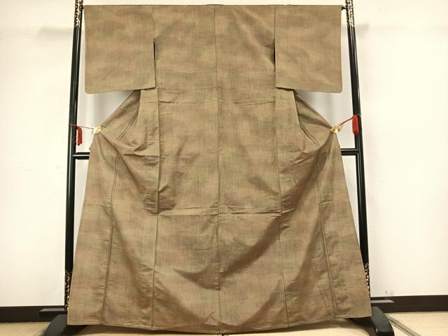 平和屋着物▽上質な紬 単衣 縞 正絹 逸品 未使用 AABB2340fy