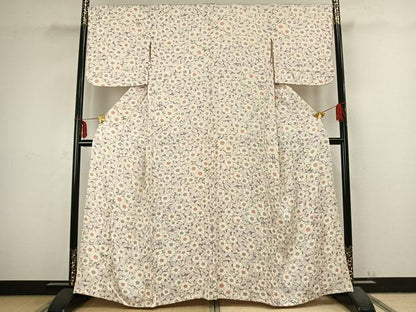平和屋着物▽上質な小紋 単衣 辻が花 金彩 正絹 逸品 AABB2351fy