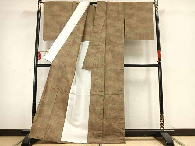 平和屋着物▽上質な紬 単衣 縞 正絹 逸品 未使用 AABB2340fy