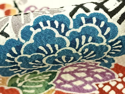 平和屋着物▽上質な小紋 単衣 型染め 風景草花文 正絹 逸品 AABB2366fy