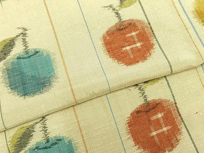 平和屋着物▽上質な紬　単衣　林檎　正絹　逸品　未使用　AABB2370fy