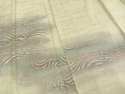平和屋着物▽訪問着 単衣 横段文 暈し染め 正絹 逸品 AABB2357fy